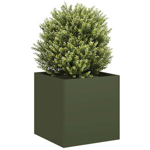 Vidaxl plantenbak 40x40x40 cm koudgewalst staal olijfgroen