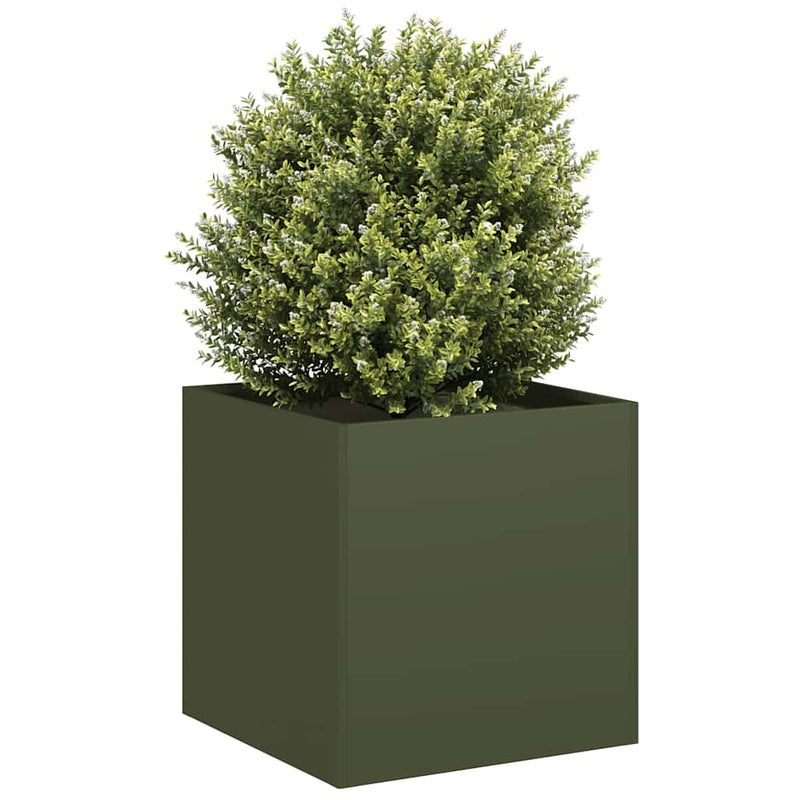 ギャラリービューアに画像をロードする, Vidaxl plantenbak 40x40x40 cm koudgewalst staal olijfgroen
