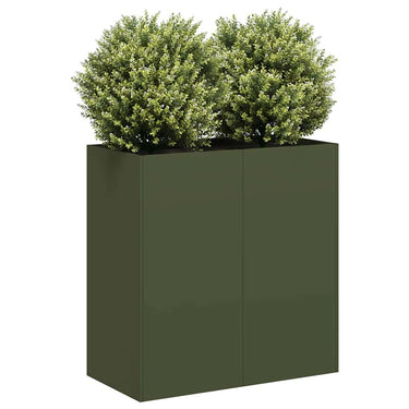 Vidaxl plantenbak 40x40x80 cm koudgewalst staal olijfgroen