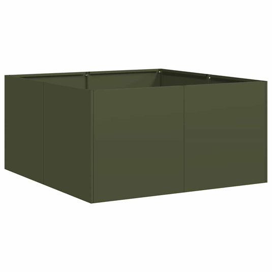 Vidaxl plantenbak 80x80x40 cm koudgewalst staal olijfgroen