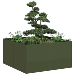 Vidaxl plantenbak 80x80x40 cm koudgewalst staal olijfgroen