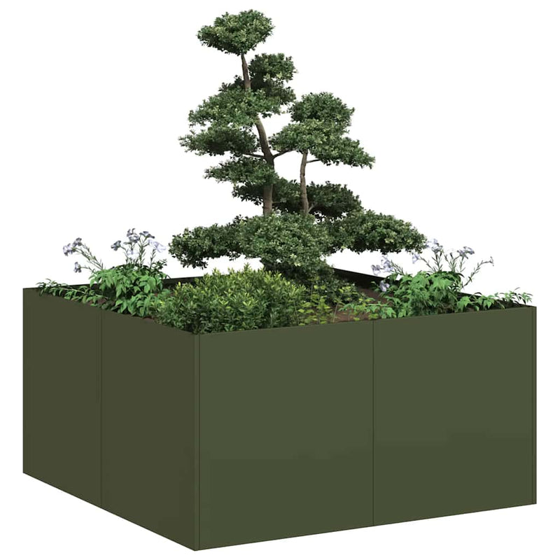 ギャラリービューアに画像をロードする, Vidaxl plantenbak 80x80x40 cm koudgewalst staal olijfgroen
