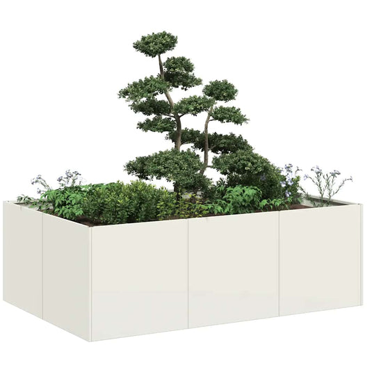 Vidaxl plantenbak 120x80x40 cm staal wit