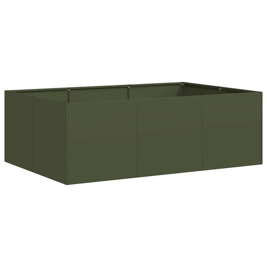 Vidaxl plantenbak 120x80x40 cm staal olijfgroen