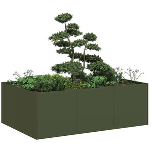 Vidaxl plantenbak 120x80x40 cm staal olijfgroen