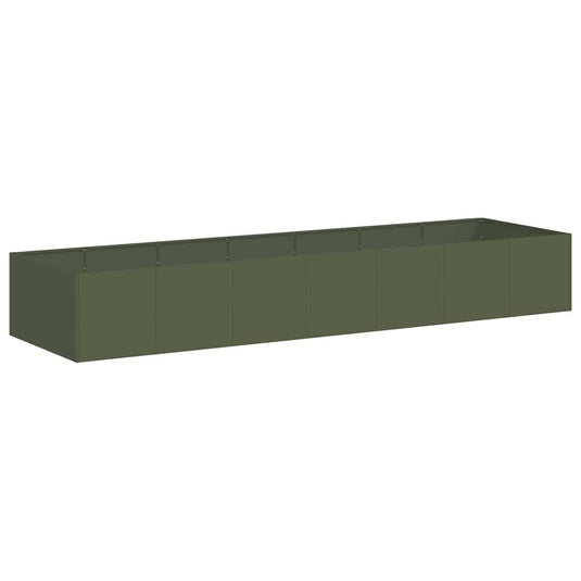 Vidaxl plantenbak 280x80x40 cm staal olijfgroen