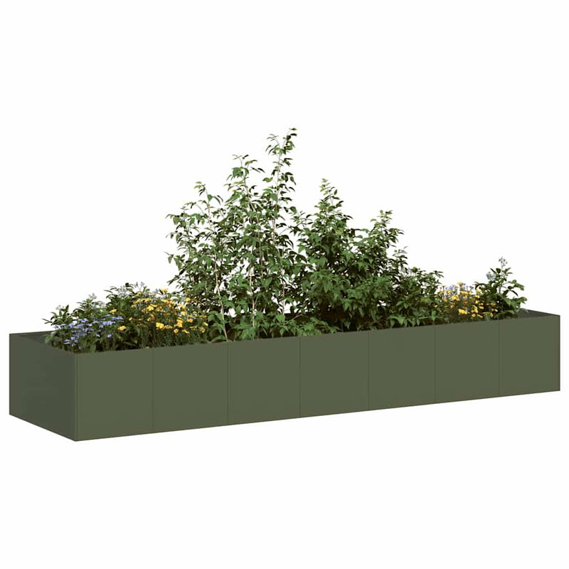 Afbeelding laden in galerijviewer, Vidaxl plantenbak 280x80x40 cm staal olijfgroen
