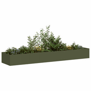 Vidaxl plantenbak 360x80x40 cm staal olijfgroen