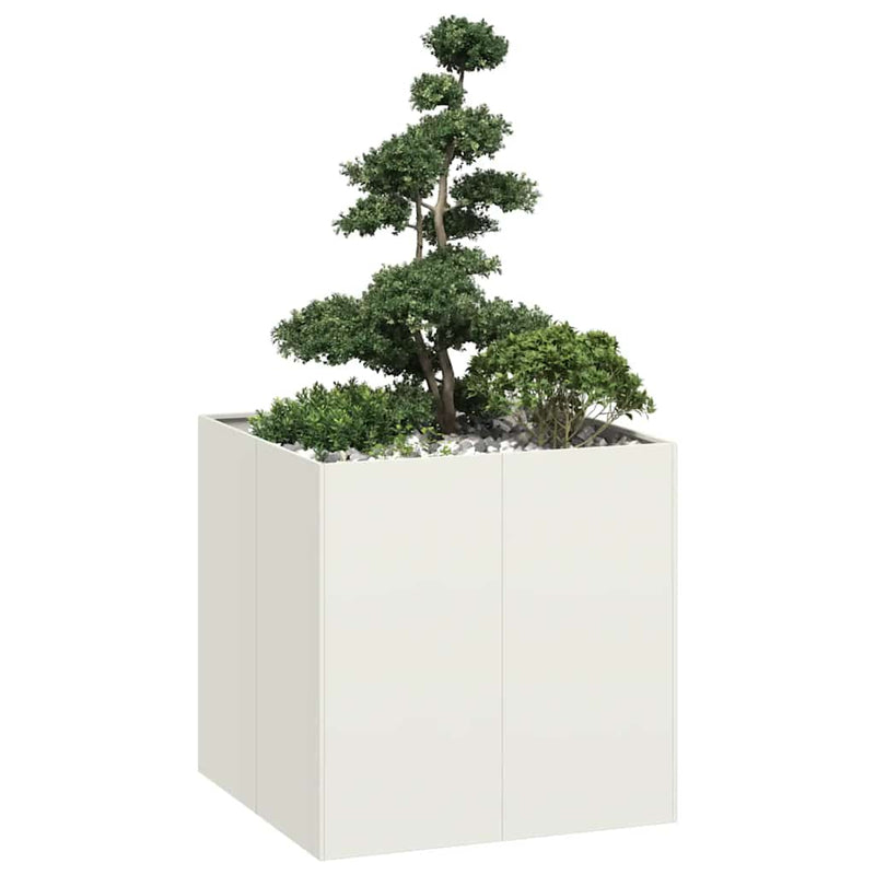 Afbeelding laden in galerijviewer, Vidaxl plantenbak 80x80x80 cm staal wit
