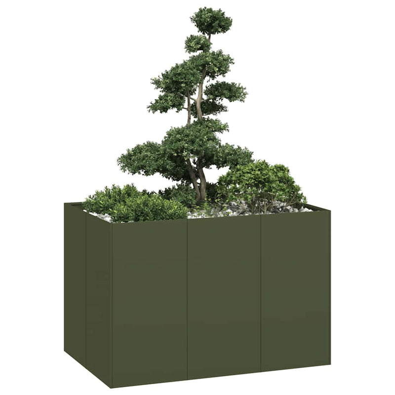 Afbeelding laden in galerijviewer, Vidaxl plantenbak 120x80x80 cm staal olijfgroen
