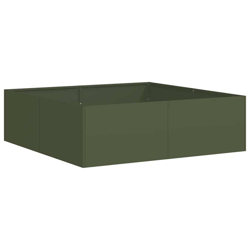 Afbeelding laden in galerijviewer, Vidaxl plantenbak 100x100x30 cm staal olijfgroen
