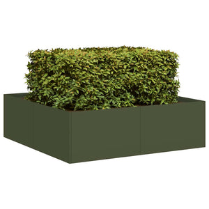 Vidaxl plantenbak 100x100x30 cm staal olijfgroen