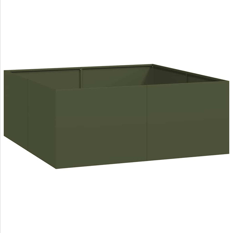 Afbeelding laden in galerijviewer, Vidaxl plantenbak 100x100x40 cm staal olijfgroen
