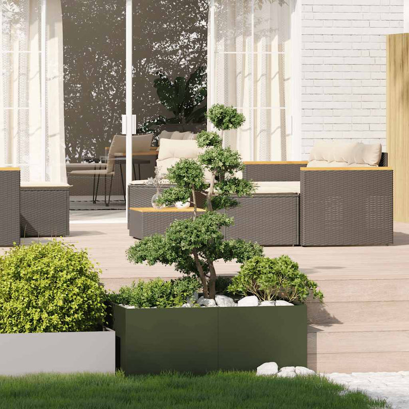 Afbeelding laden in galerijviewer, Vidaxl plantenbak 100x100x40 cm staal olijfgroen
