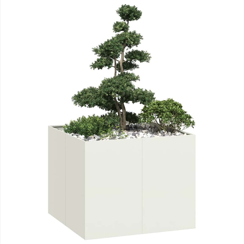 ギャラリービューアに画像をロードする, Vidaxl plantenbak 100x100x80 cm staal wit
