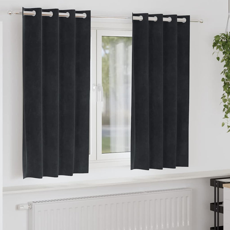 Afbeelding laden in galerijviewer, Vidaxl verduisterende gordijnen 2 pcs zwart 140 x 175 cm fluweel
