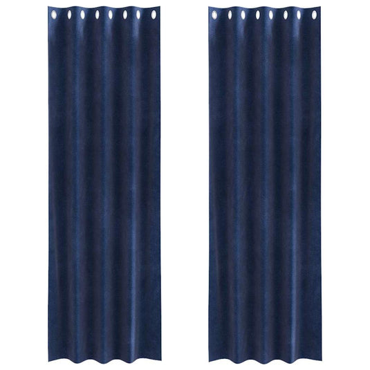 Vidaxl verduisterende gordijnen 2 pcs donkerblauw 140 x 245 cm fluweel