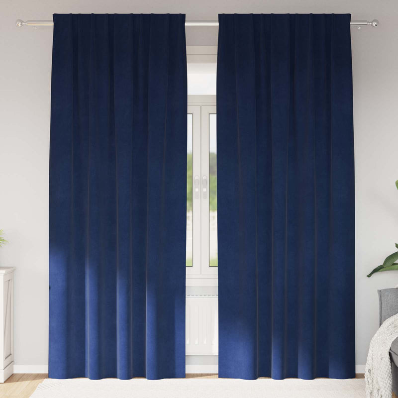 Chargez l'image dans la visionneuse de la galerie, Vidaxl verduisterende gordijnen 2 pcs donkerblauw 140 x 225 cm fluweel
