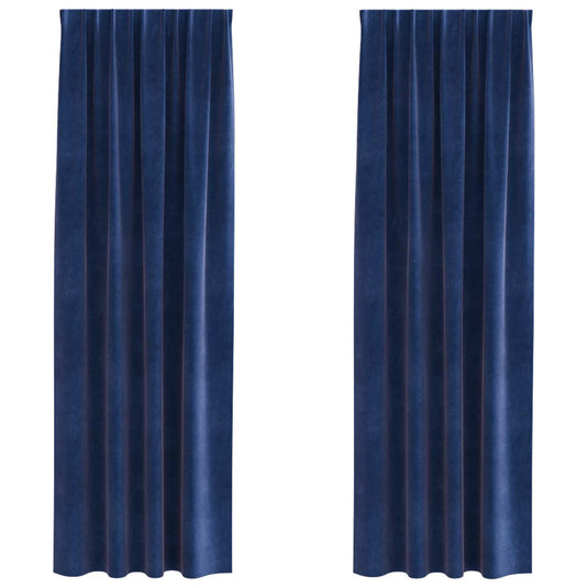 Vidaxl verduisterende gordijnen 2 pcs donkerblauw 140 x 225 cm fluweel