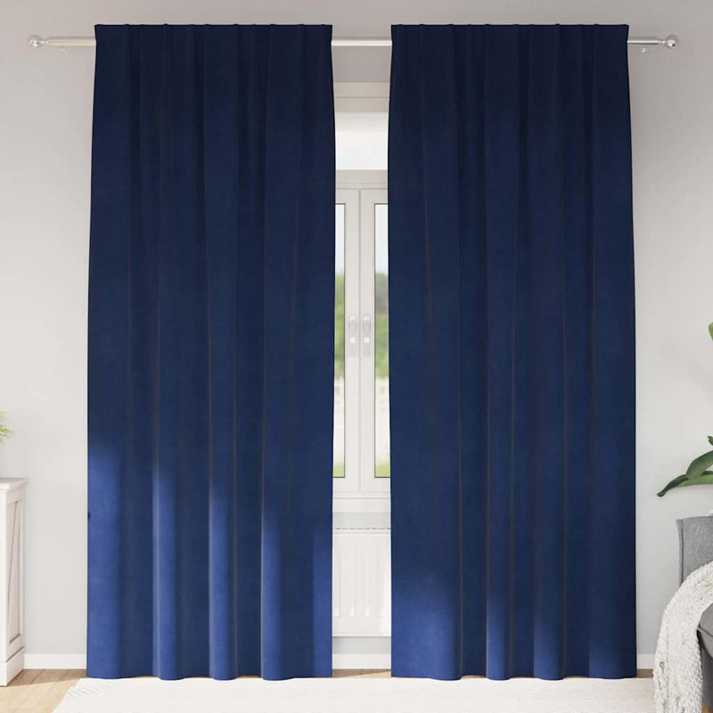 ギャラリービューアに画像をロードする, Vidaxl verduisterende gordijnen 2 pcs donkerblauw 140 x 245 cm fluweel
