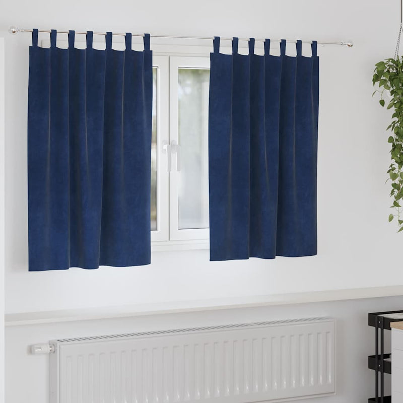 ギャラリービューアに画像をロードする, Vidaxl verduisterende gordijnen 2 pcs donkerblauw 140 x 140 cm fluweel
