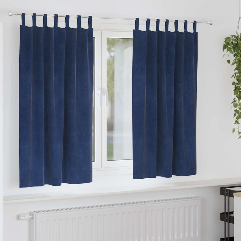 ギャラリービューアに画像をロードする, Vidaxl verduisterende gordijnen 2 pcs donkerblauw 140 x 175 cm fluweel
