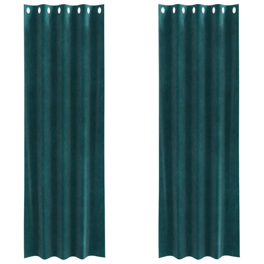 Vidaxl verduisterende gordijnen 2 pcs donkergroen 140 x 245 cm fluweel