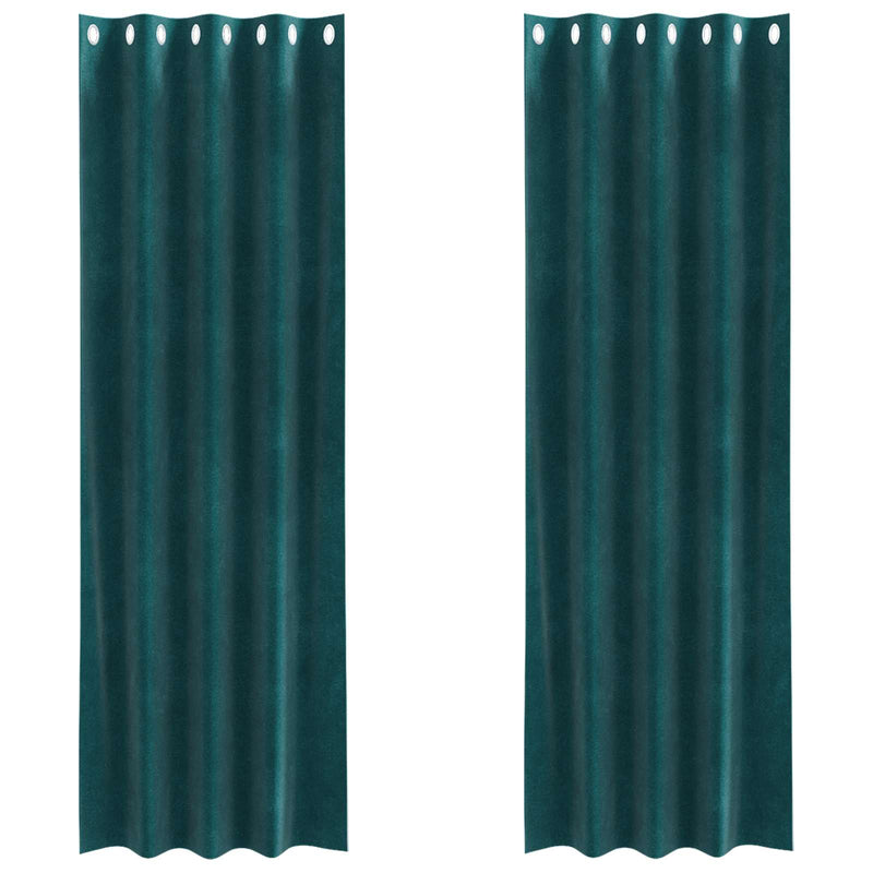Afbeelding laden in galerijviewer, Vidaxl verduisterende gordijnen 2 pcs donkergroen 140 x 245 cm fluweel
