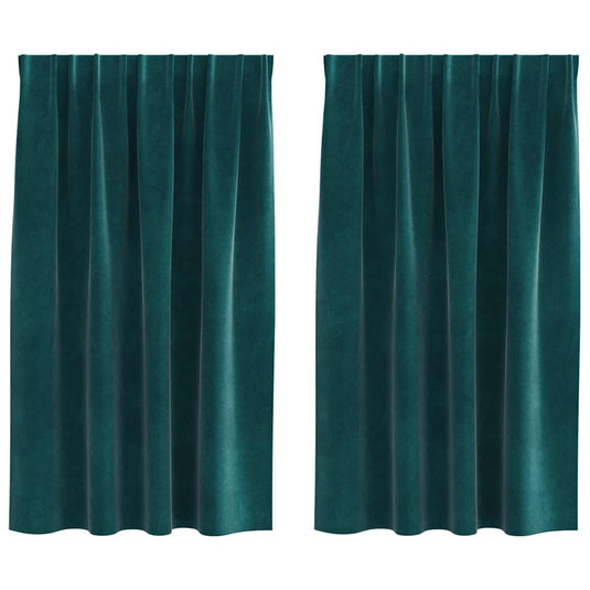 Vidaxl verduisterende gordijnen 2 pcs donkergroen 140 x 140 cm fluweel