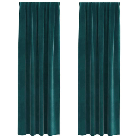 Vidaxl verduisterende gordijnen 2 pcs donkergroen 140 x 225 cm fluweel