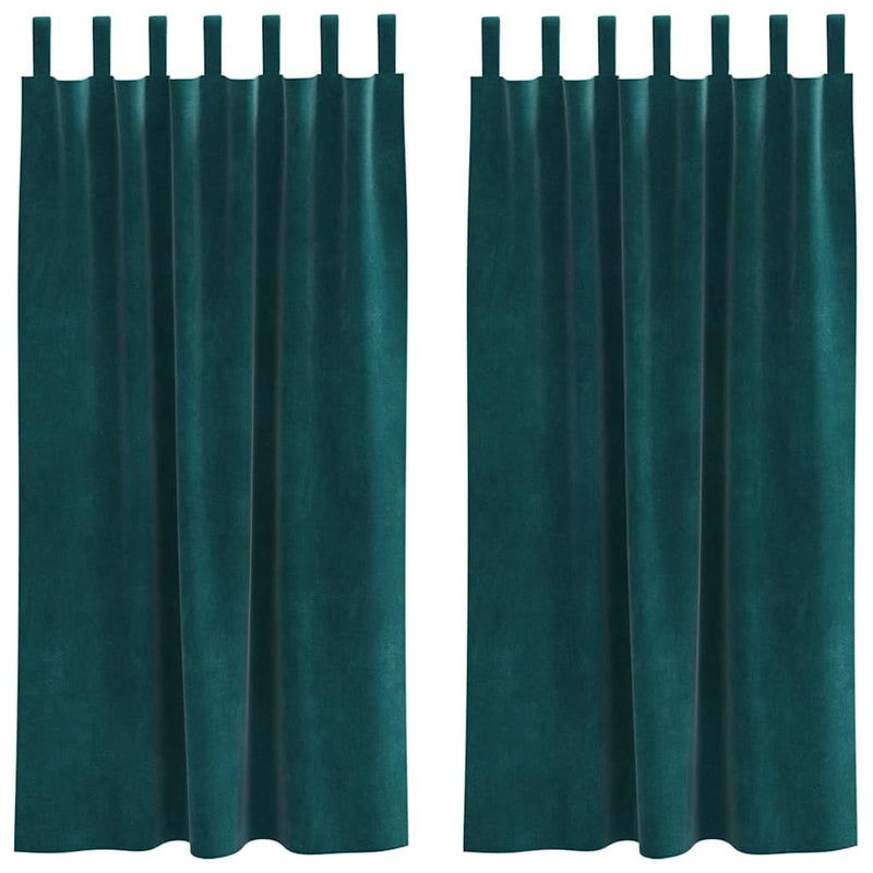 Afbeelding laden in galerijviewer, Vidaxl verduisterende gordijnen 2 pcs donkergroen 140 x 175 cm fluweel
