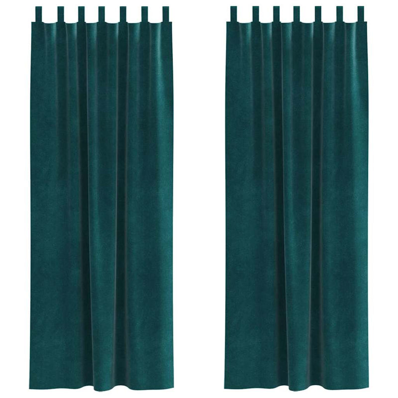 Afbeelding laden in galerijviewer, Vidaxl verduisterende gordijnen 2 pcs donkergroen 140 x 225 cm fluweel
