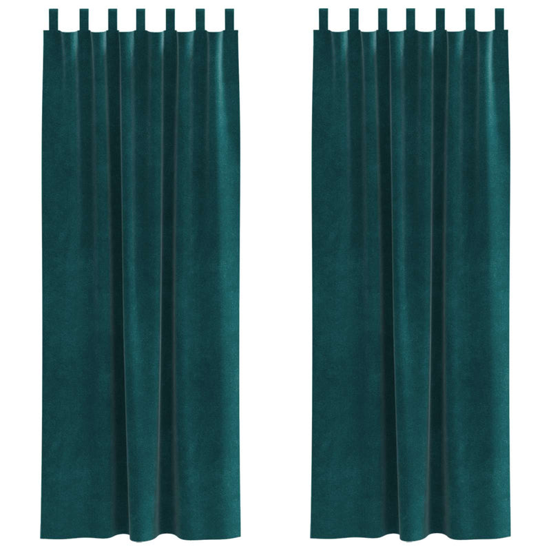 Afbeelding laden in galerijviewer, Vidaxl verduisterende gordijnen 2 pcs donkergroen 140 x 245 cm fluweel
