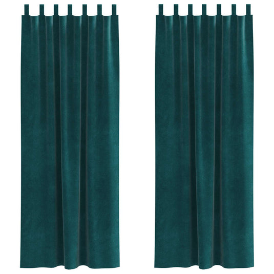Vidaxl verduisterende gordijnen 2 pcs donkergroen 140 x 245 cm fluweel
