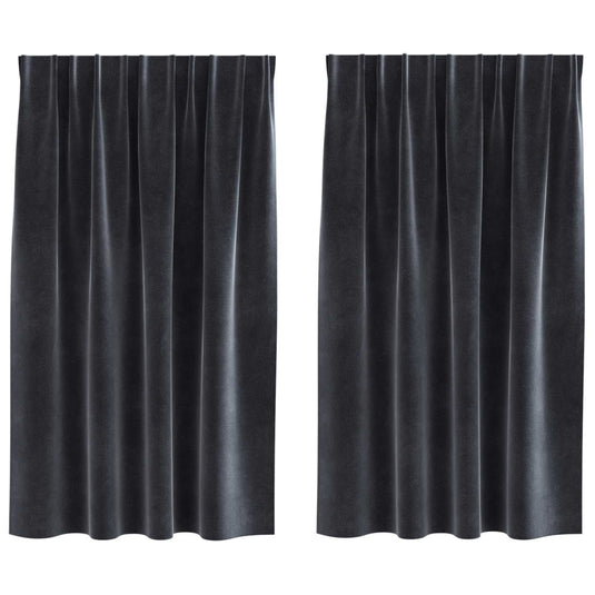 Vidaxl verduisterende gordijnen 2 pcs donkergrijs 140 x 140 cm fluweel