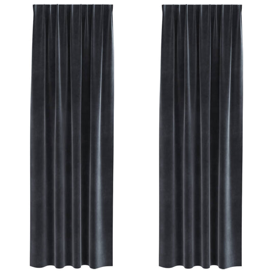 Vidaxl verduisterende gordijnen 2 pcs donkergrijs 140 x 225 cm fluweel