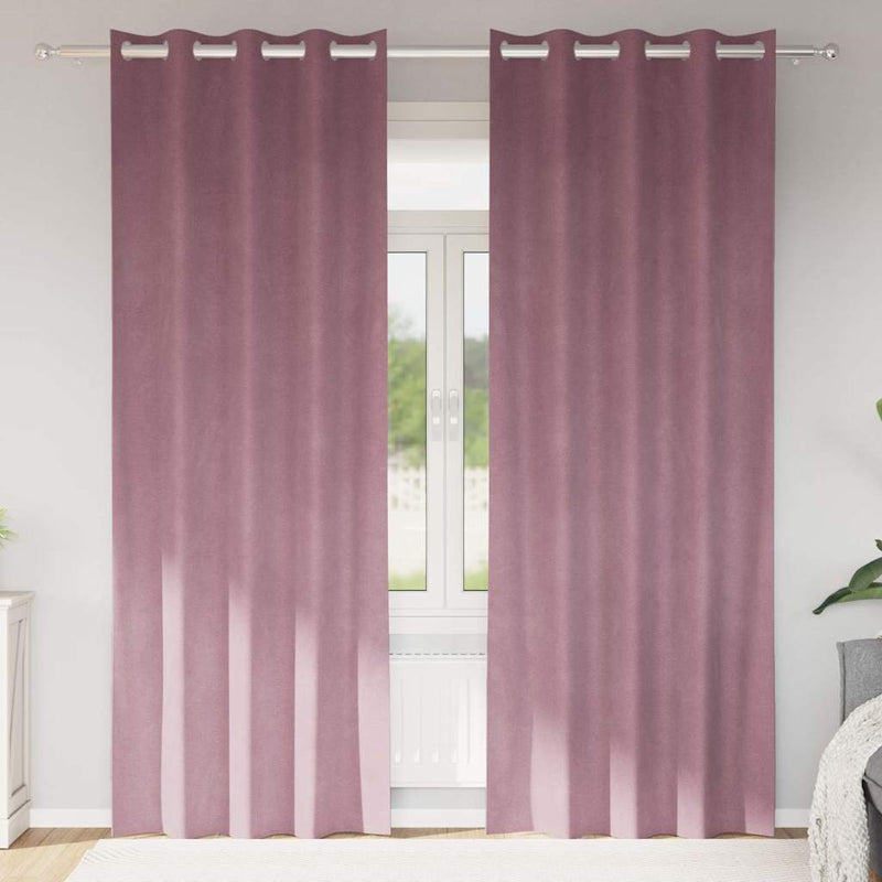 Afbeelding laden in galerijviewer, Vidaxl verduisterende gordijnen 2 pcs donkerroze 140 x 260 cm fluweel

