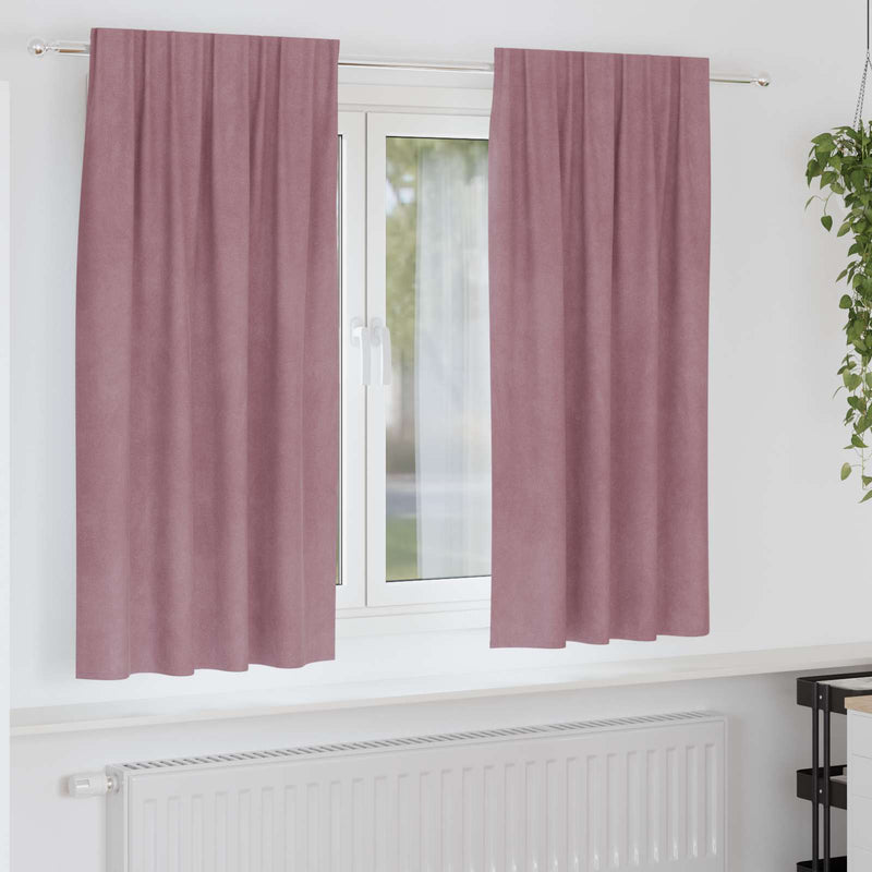 Afbeelding laden in galerijviewer, Vidaxl verduisterende gordijnen 2 pcs donkerroze 140 x 175 cm fluweel

