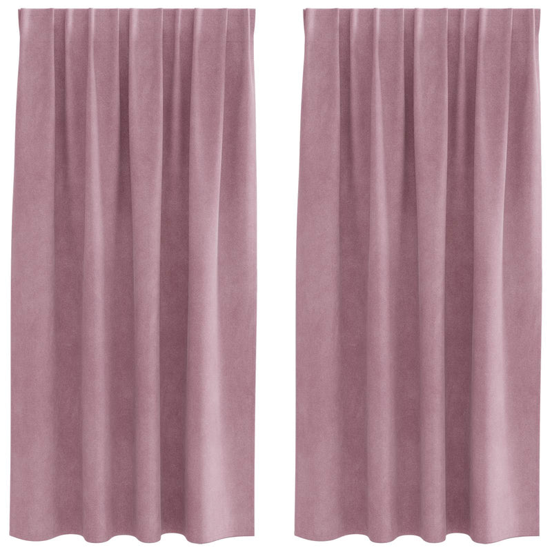 Afbeelding laden in galerijviewer, Vidaxl verduisterende gordijnen 2 pcs donkerroze 140 x 175 cm fluweel
