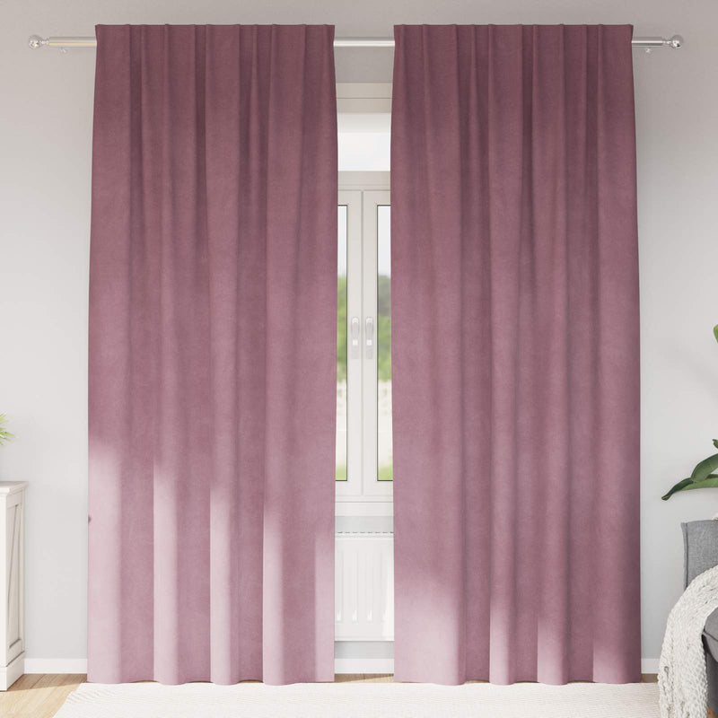 Afbeelding laden in galerijviewer, Vidaxl verduisterende gordijnen 2 pcs donkerroze 140 x 225 cm fluweel
