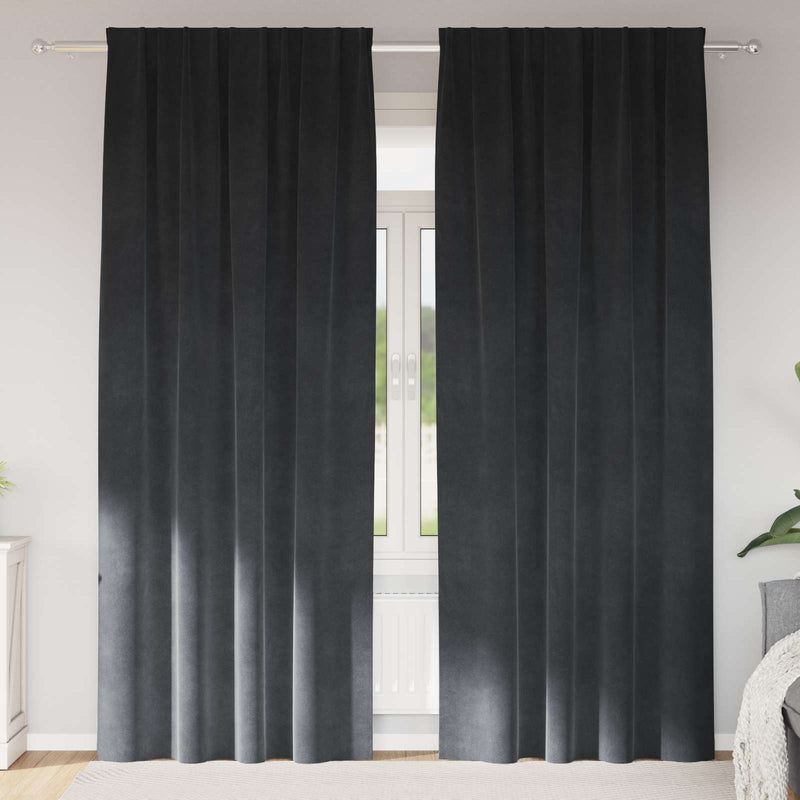 ギャラリービューアに画像をロードする, Vidaxl verduisterende gordijnen 2 pcs lichtgrijs 140 x 245 cm fluweel
