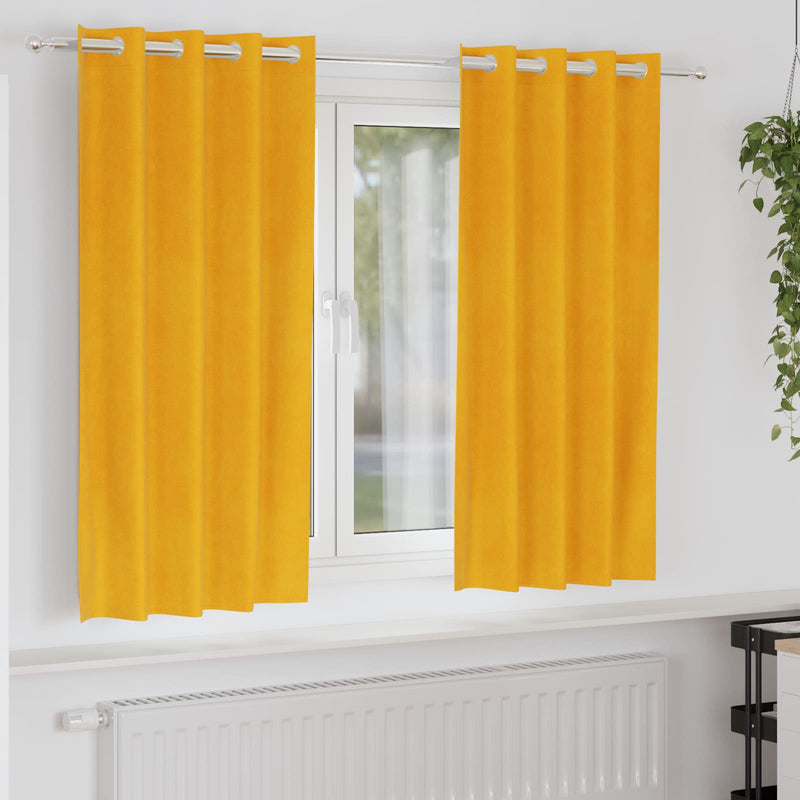 ギャラリービューアに画像をロードする, Vidaxl verduisterende gordijnen 2 pcs mosterdgeel 140 x 175 cm fluweel
