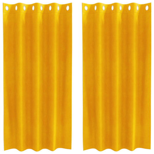 Vidaxl verduisterende gordijnen 2 pcs mosterdgeel 140 x 175 cm fluweel