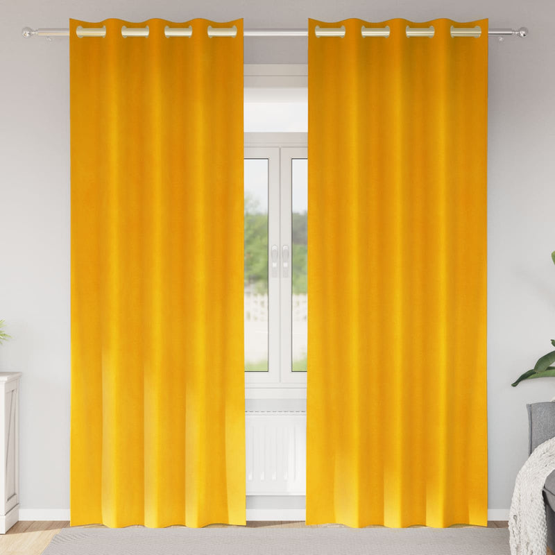 ギャラリービューアに画像をロードする, Vidaxl verduisterende gordijnen 2 pcs mosterdgeel 140 x 260 cm fluweel

