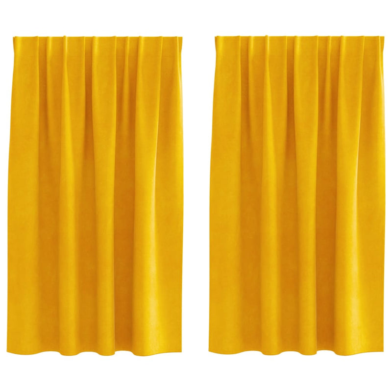 ギャラリービューアに画像をロードする, Vidaxl verduisterende gordijnen 2 pcs mosterdgeel 140 x 140 cm fluweel
