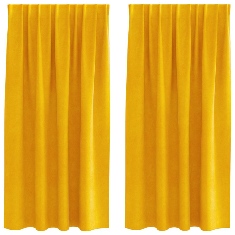 ギャラリービューアに画像をロードする, Vidaxl verduisterende gordijnen 2 pcs mosterdgeel 140 x 175 cm fluweel
