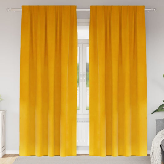 Vidaxl verduisterende gordijnen 2 pcs mosterdgeel 140 x 245 cm fluweel