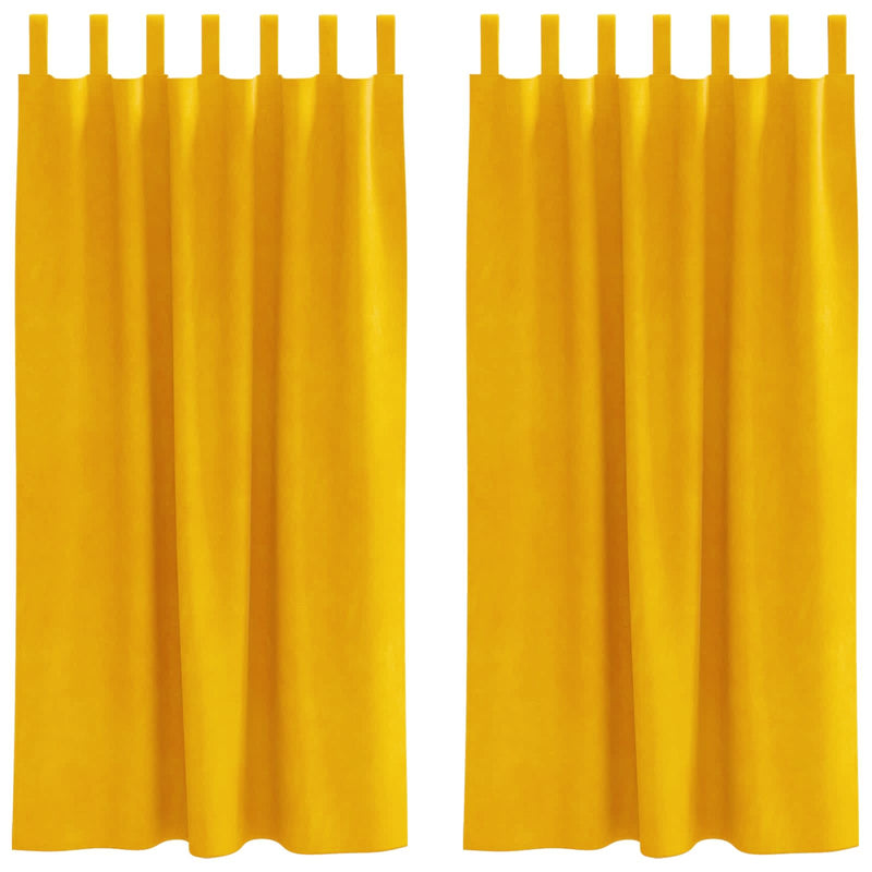 Afbeelding laden in galerijviewer, Vidaxl verduisterende gordijnen 2 pcs mosterdgeel 140 x 175 cm fluweel
