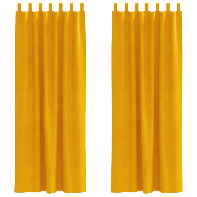 Afbeelding laden in galerijviewer, Vidaxl verduisterende gordijnen 2 pcs mosterdgeel 140 x 225 cm fluweel

