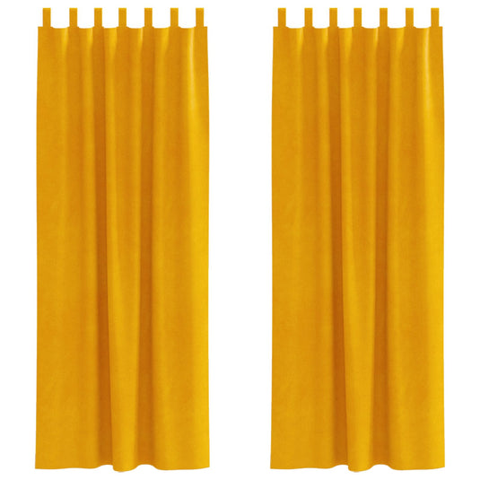 Vidaxl verduisterende gordijnen 2 pcs mosterdgeel 140 x 245 cm fluweel